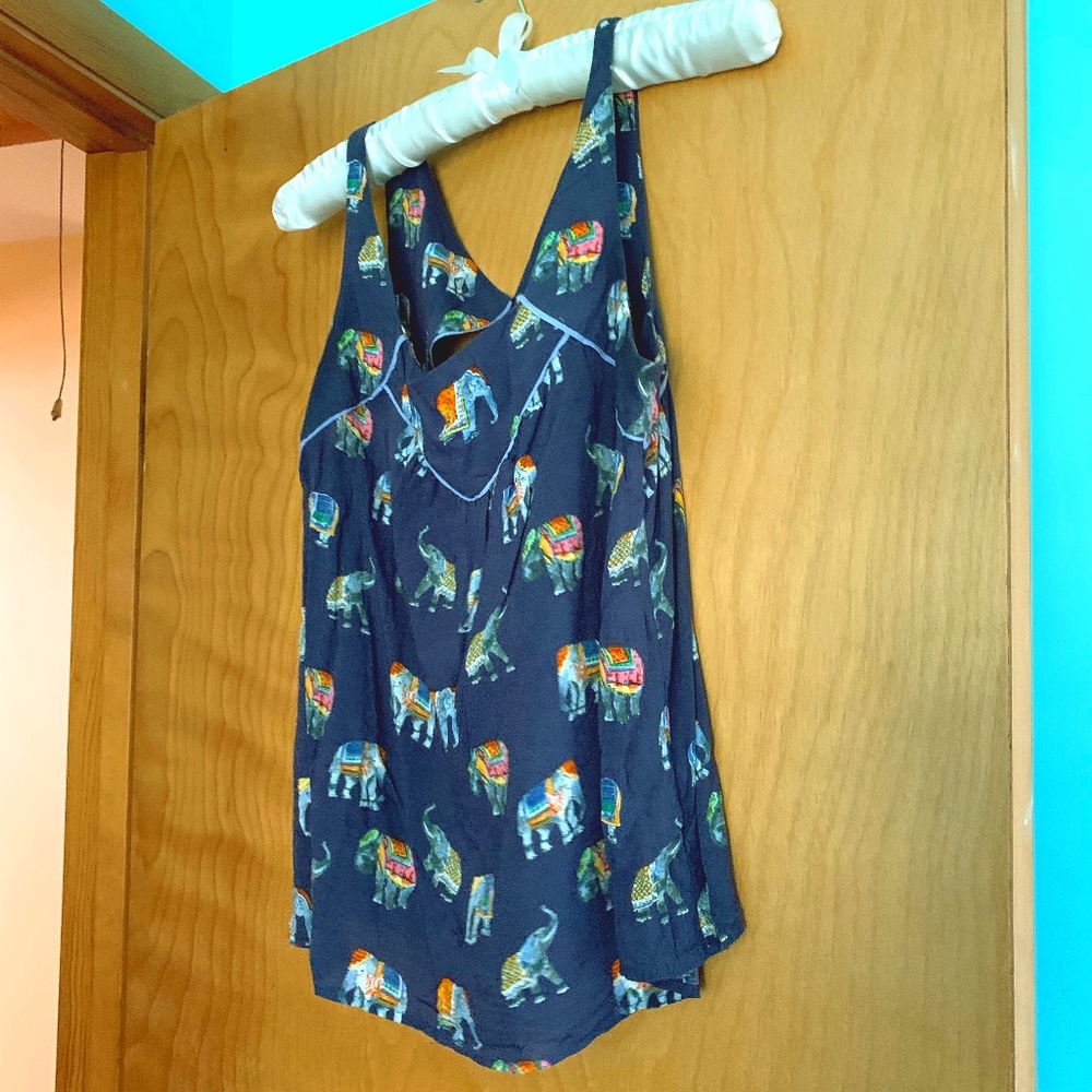 Anthropologie Maeve Elephant Print Top: Size S